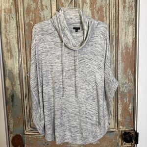 Talbots Knit Faux Poncho Cowl Neck XS/Sm Marbled Gray Lightweight